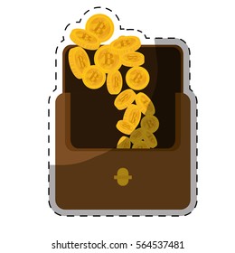 wallet with bitcoin currency icon over white background. colorful design. vector illustration 