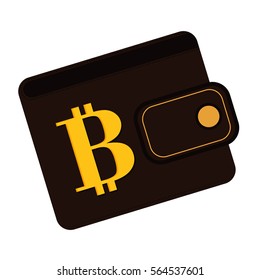 wallet with bitcoin currency icon over white background. colorful design. vector illustration 