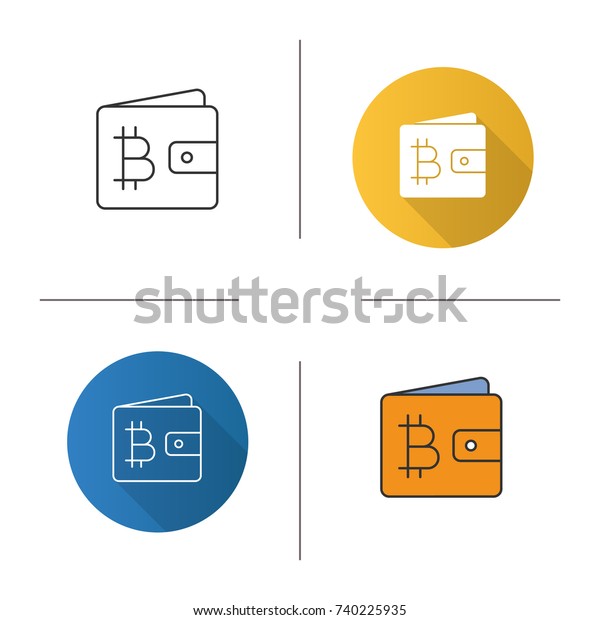 Wallet Bitcoin Icon Flat Design Linear Stock Vector Royalty Free - 