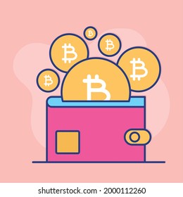 wallet bitcoin payment bank cartoon