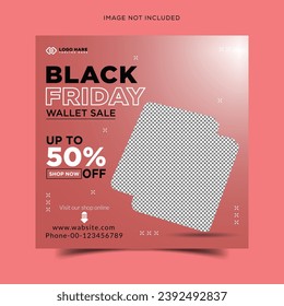 Wallet black friday sale  social media post vector eps design template