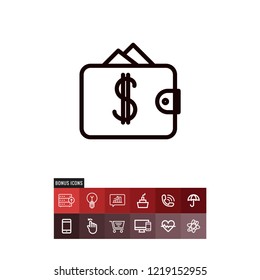 Wallet black friday vector icon