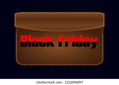 Wallet black friday vector icon banner, black