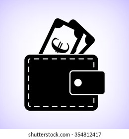 Wallet -  black vector icon