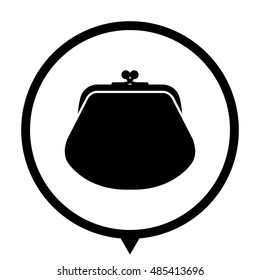 wallet - black vector  icon; map pointer