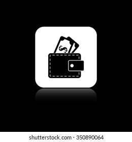 Wallet - black vector icon on the white button
