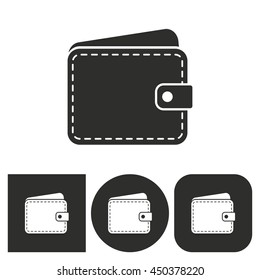Wallet - black and white icons. Vector illustration.