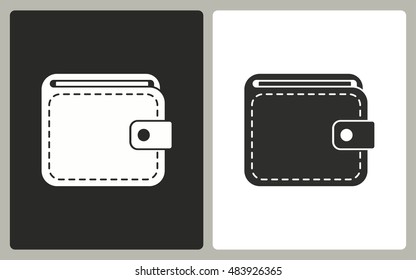 Wallet - black and white icons. Vector illustration.