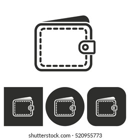Wallet - black and white icons. Vector illustration.