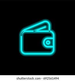 Wallet blue glowing neon ui ux icon. Glowing sign logo vector