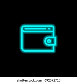 Wallet blue glowing neon ui ux icon. Glowing sign logo vector