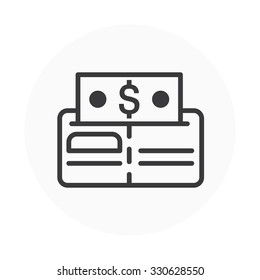 Wallet, budget icon suitable for info graphics, websites and print media. Colorful vector, flat icon, clip art.