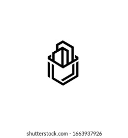 wallet and building design logo