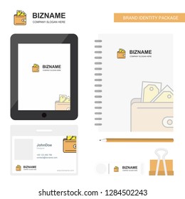 Wallet Business Logo, Tab App, Diary PVC Employee Card and USB Brand Stationary Package Design Vector Template