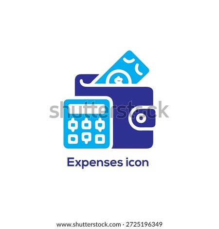Wallet and Calculator Expenses Icon, Flat Budget Tracker Design for Personal Finance App, Cost Control, Accounting and Savings Management

