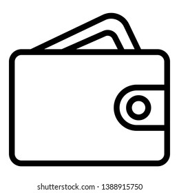Wallet with card icon. Outline wallet with card vector icon for web design isolated on white background