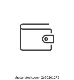 Wallet with card line icon in clean outline vector style. Depicts a wallet holding a card. Financial, banking, or money icon for digital platforms. Icon clarity ensured.