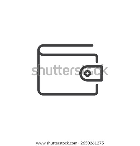 Wallet with card line icon in clean outline vector style. Depicts a wallet holding a card. Financial, banking, or money icon for digital platforms. Icon clarity ensured.