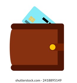 Wallet with card line icon. Money, coins, leather, purse, bag, change, bills, card, leather, dollar, store. Vector icon for business and advertising