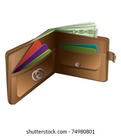 Wallet with cards and banknotes vector illustration