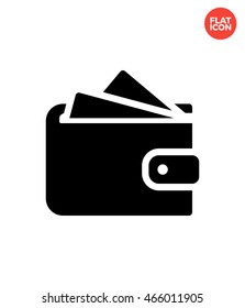 Wallet with cards Icon Flat Style Isolated Vector Illustration