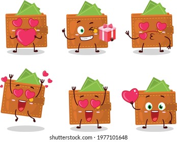 Wallet cartoon character with love cute emoticon