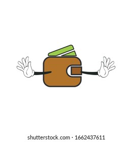 wallet cartoon characters design with white background. you can use for stickers, pins, mascot or patches