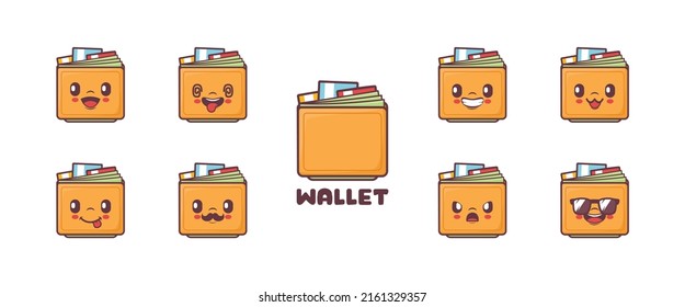 wallet cartoon vector illustration. symbols, emoticons, cartoons. isolated on a white background