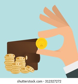 wallet with cash digital design, vector illustration 10 eps graphic