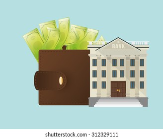 wallet with cash digital design, vector illustration 10 eps graphic