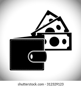 wallet with cash digital design, vector illustration 10 eps graphic