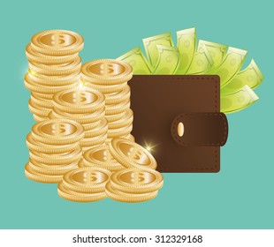 wallet with cash digital design, vector illustration 10 eps graphic
