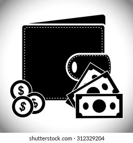 wallet with cash digital design, vector illustration 10 eps graphic