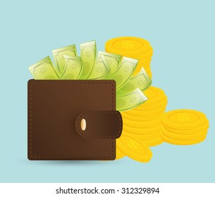 wallet with cash digital design, vector illustration 10 eps graphic