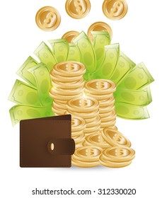 wallet with cash digital design, vector illustration 10 eps graphic