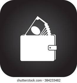 Wallet cash dollars simple icon on square background
