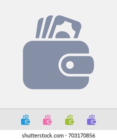 Wallet and Cash - Granite Icons. A professional, pixel-perfect icon designed on a 32x32 pixel grid and redesigned on a 16x16 pixel grid for very small sizes.