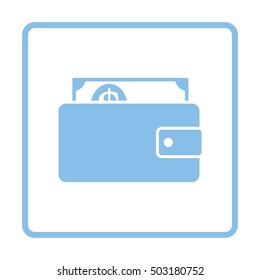 Wallet with cash icon. Blue frame design. Vector illustration.