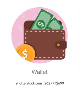 Wallet and cash icon concept