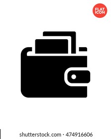Wallet with cash Icon Flat Style Isolated Vector Illustration