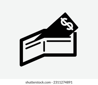 Wallet with Cash Icon. Money Finance Paper Currency Fold Folded Purse Banknotes Pay Sign Symbol Black Artwork Graphic Illustration Clipart EPS Vector