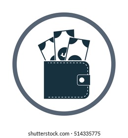 Wallet with cash icon. Simple design for web and mobile