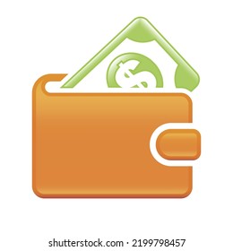 Wallet with cash icon. Vector illustration.