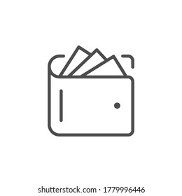Wallet with cash line outline icon