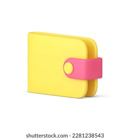 Wallet cash money financial banking accounting balance currency storage and carrying 3d icon realistic vector illustration. Economy earnings profit payment shopping deposit paying transaction