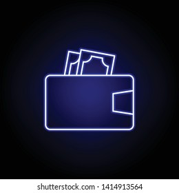 wallet cash money icon in neon style. Element of finance illustration. Signs and symbols icon can be used for web, logo, mobile app, UI, UX