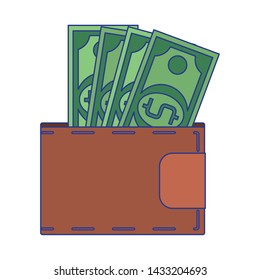 Wallet with cash money symbol isolated vector illustration graphic design