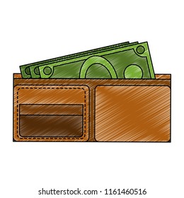 Wallet with cash scribble