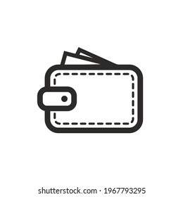 Wallet with cash simple black icon on white
