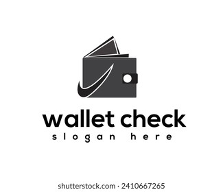 plantilla de diseño de logotipo de icono de comprobación de cartera
